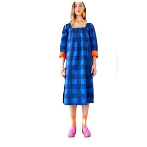Dr Bloom Barcelona Sorbete Midi Dress Gingham Long Sleeve 100% Cotton Boho
S/M
